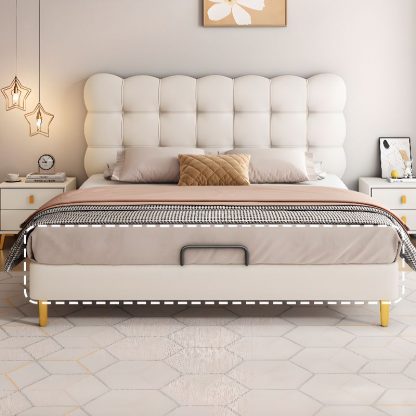 "Simplistic Wood Frame Chalk Genuine Leather Gender Neutral Standard Children Bed with Memory Foam Mattress and Headboard"