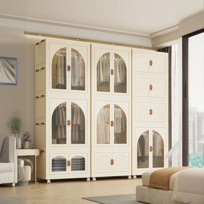 "Chalk Kids Armoire in Polymer Compound with Clothing Rod and 2/4/6 Doors"