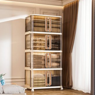 "Kids Wardrobe with Synthetic Material, Shelf, and Door"